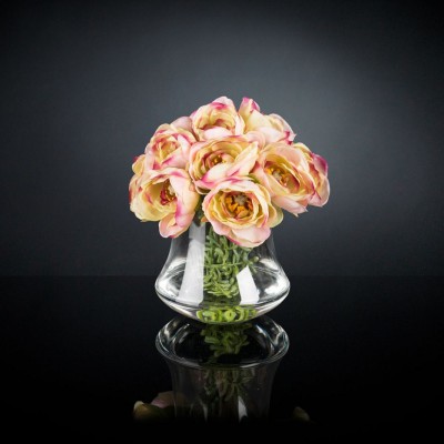 Aranjament floral mic decor festiv design LUX RANUNCULUS BOUQUET PINK