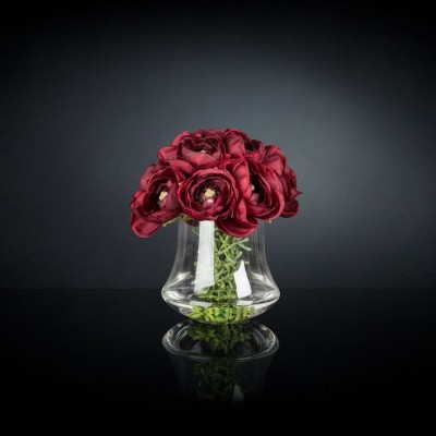Aranjament floral mic decor festiv design LUX RANUNCULUS BOUQUET BORDEAUX