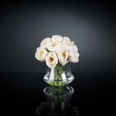 Aranjament floral mic decor festiv design LUX RANUNCULUS BOUQUET WHITE
