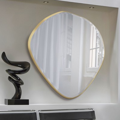 Oglinda decorativa ovala 110x110cm Mimo, aurie