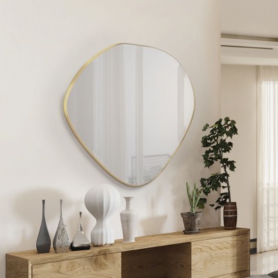 Oglinda decorativa ovala 80x80cm Mimo, aurie