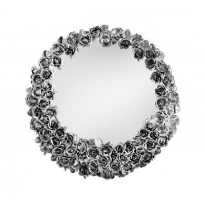 Oglinda de perete, cadru decorativ de trandafiri, Roses 60cm, argintiu