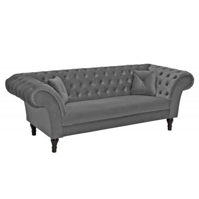 Canapea fixa eleganta Paris Chesterfield, gri argintiu