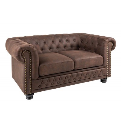 Canapea clasica stil englezesc Chesterfield II 2 locuri, maro vintage