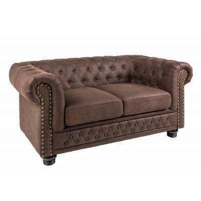 Canapea clasica stil englezesc Chesterfield II 2 locuri, maro vintage