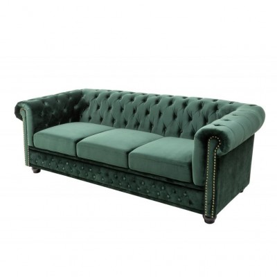 Canapea clasica stil englezesc Chesterfield II 3 locuri, verde