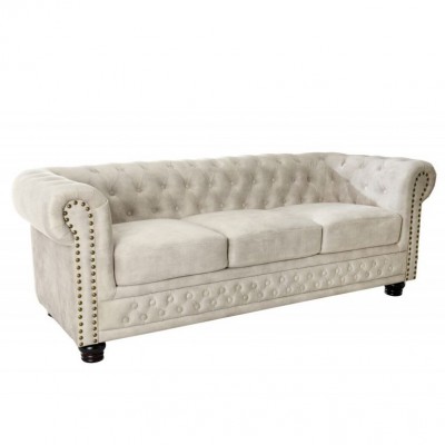 Canapea clasica stil englezesc Chesterfield 3 locuri, sampanie