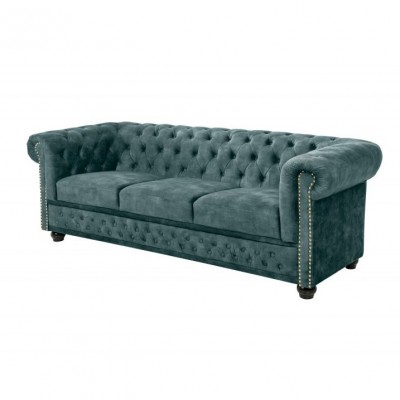 Canapea clasica stil englezesc Chesterfield 3 locuri, petrol