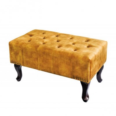 Suport picioare clasic stil englezesc Chesterfield, catifea galben mustar