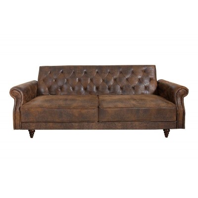 Canapea extensibila design Chesterfield, Maison Belle Affaire 220cm, maro antic