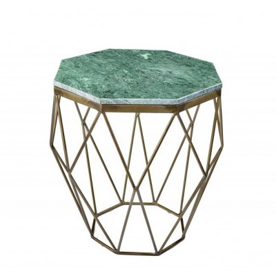 Masuta laterala design minimalist Diamond 50cm, marmura verde