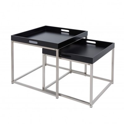 Set de 2 masute design industrial Elements negru