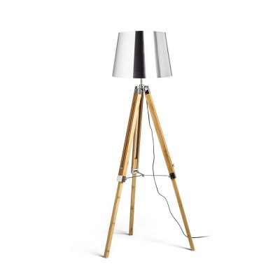 Lampadar/Lampa de podea cu trepied din lemn design decorativ ALVIS crom