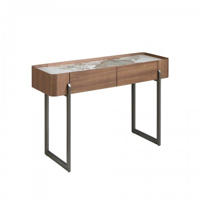 Consola 2 sertare deosebita design LUX Walnut-Marble