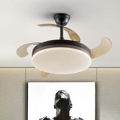 Lustra LED cu Ventilator si telecomanda, lame retractabile Vento negru/bronz