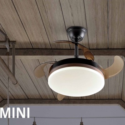 Lustra LED cu Ventilator si telecomanda, lame retractabile Mini Vento negru/bronz