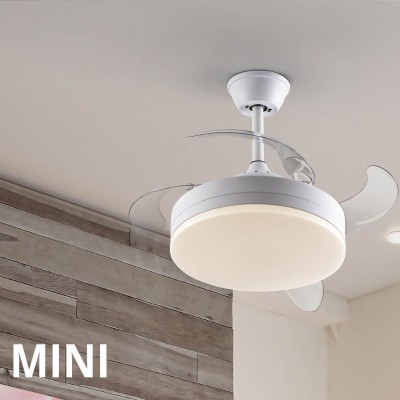 Lustra LED cu Ventilator si telecomanda, lame retractabile Mini Vento alb