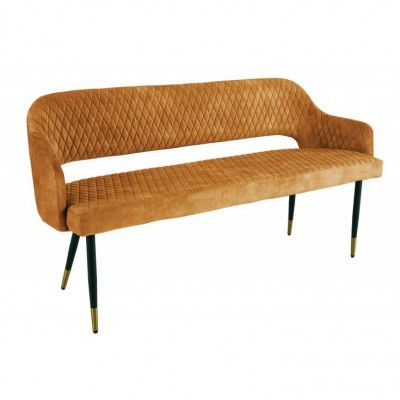 Bancheta tapitata design modern Paris 160cm, galben mustar