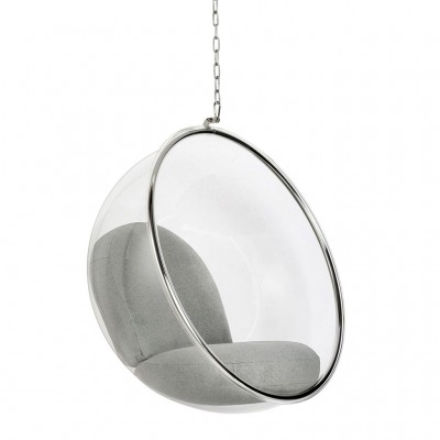 Balansoar, Scaun suspendat modern Ball crom/ gri deschis