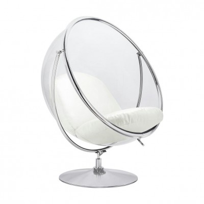 Fotoliu modern Ball 2 crom/ alb