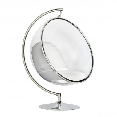 Scaun suspendat modern Ball 1 crom/ alb