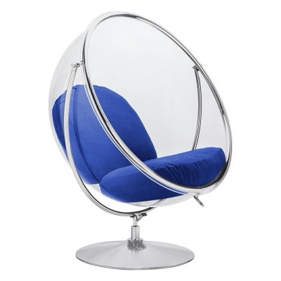 Fotoliu modern Ball 2 crom/ albastru