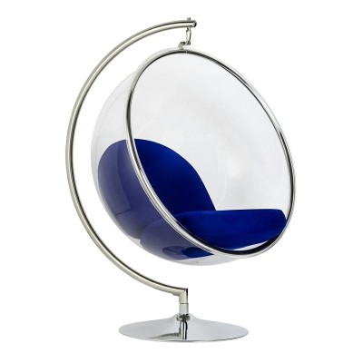Scaun suspendat modern Ball 1 crom/ albastru