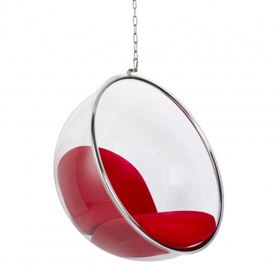 Balansoar, Scaun suspendat modern Ball crom/ rosu