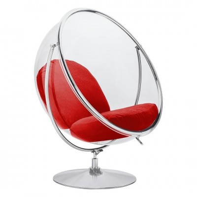 Scaun suspendat modern Ball 2 crom/ rosu