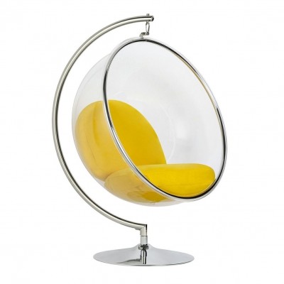 Scaun suspendat modern Ball 1 crom/ galben