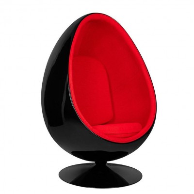 Fotoliu pivotant ultra-modern Egg negru/ rosu