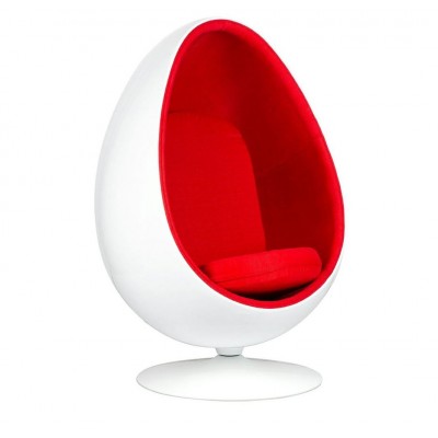 Fotoliu pivotant ultra-modern Egg alb/ rosu