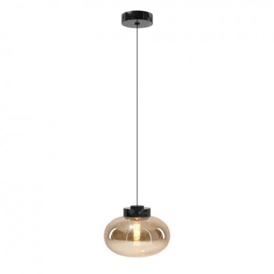 Pendul modern din sticla si marmura MOONSTONE chihlimbar, negru