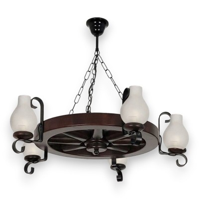 Candelabru rustic fabricat manual din lemn Roata 5L