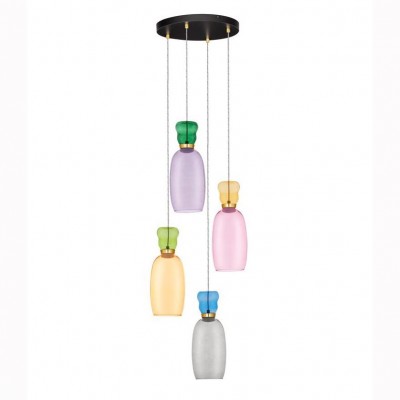 Lustra cu 4 pendule LED design modern Pluma multicolor