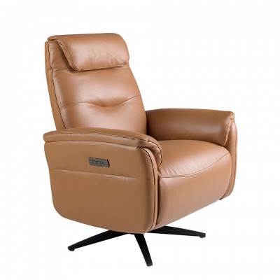 Fotoliu design LUX cu functia relax Cowhide brown leather