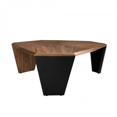 Masuta de cafea asimetrica design modern Walnut and Black