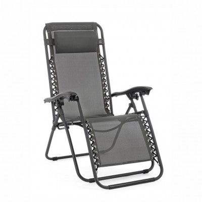 Set de 2 scaune tip sezlon pliabile si reglabile WAYNE gri carbune