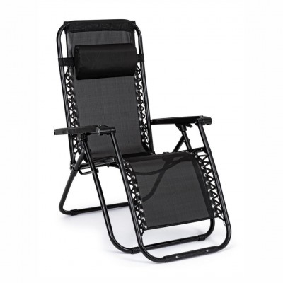 Set de 2 scaune tip sezlon pliabile si reglabile MORGAN negru