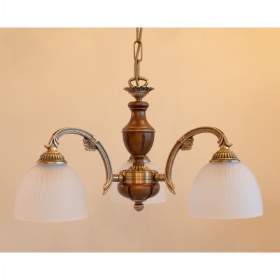 Candelabru 3 brate design italian din alama cu lemn 5630