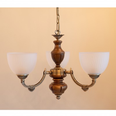 Candelabru 3 brate design italian din alama cu lemn 5640