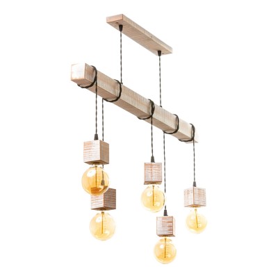 Lustra cu 5 pendule rustica fabricata manual din lemn ALASKA