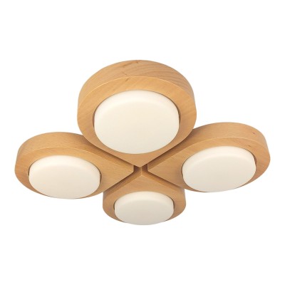 Plafoniera LED rustica fabricata manual din lemn LENS