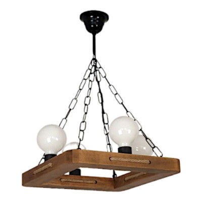 Lustra rustica fabricata manual din lemn KAVALA 4L