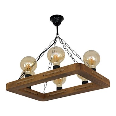 Lustra rustica fabricata manual din lemn KAVALA 6L