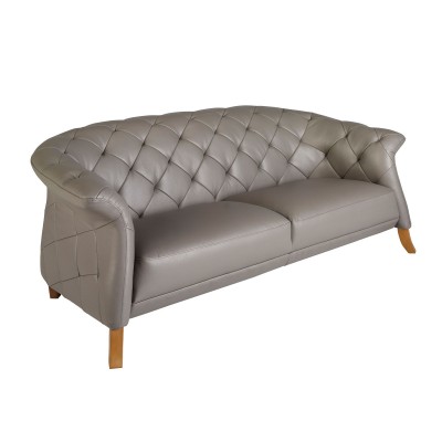 Canapea 2 locuri design LUX Chester Grey Leather