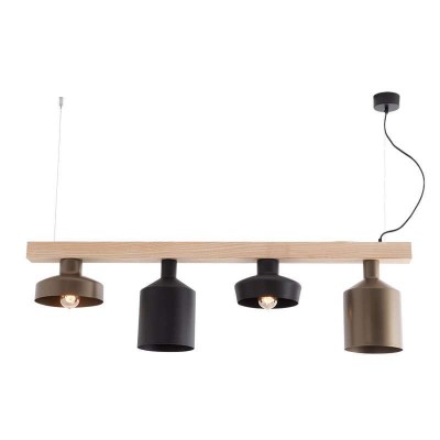 Lustra suspendata design decorativ Kinsey lemn/metal