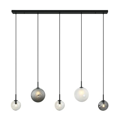 Lustra suspendata design decorativ Iris line fumuriu/frost-white