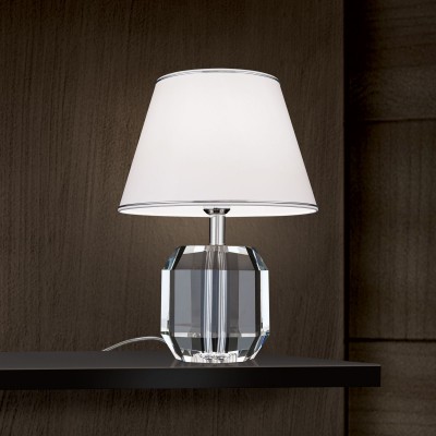 Veioza design lux cu cristal K9 ALEXIS alb/crom