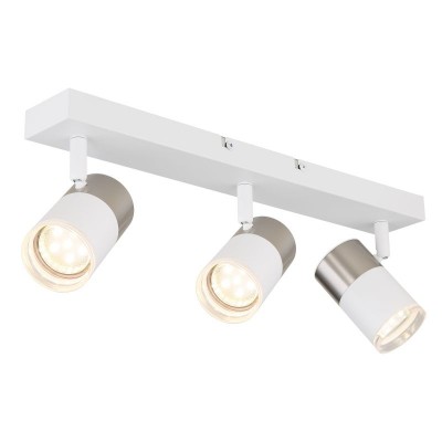 Plafoniera cu 3 Spoturi directionabile BRISBON nickel/alb